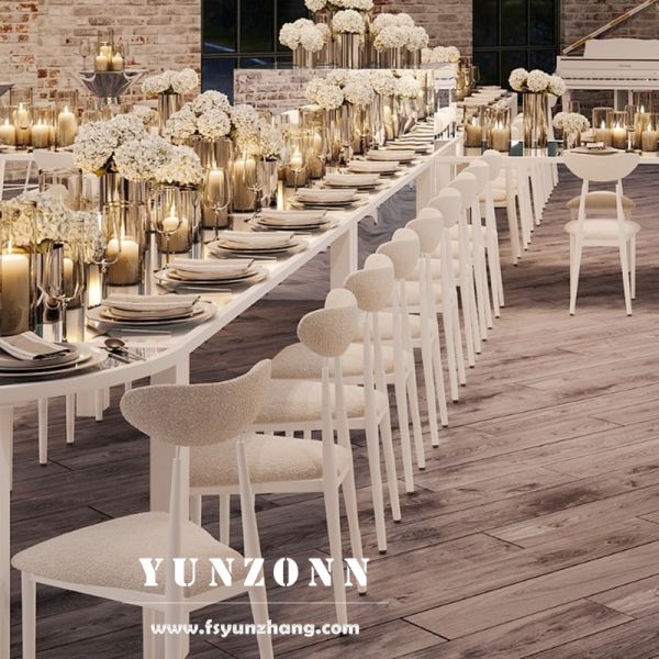 French Style Modern Cream White Indoor Leather Dining Room Chair for Wedding Hotel Cafe Restaurant