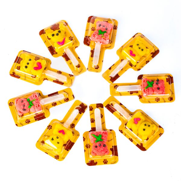 Lollipop Candy Fruit Flavor Bear Shape Soft Texture Gummy Candies Rich in Vitamin C