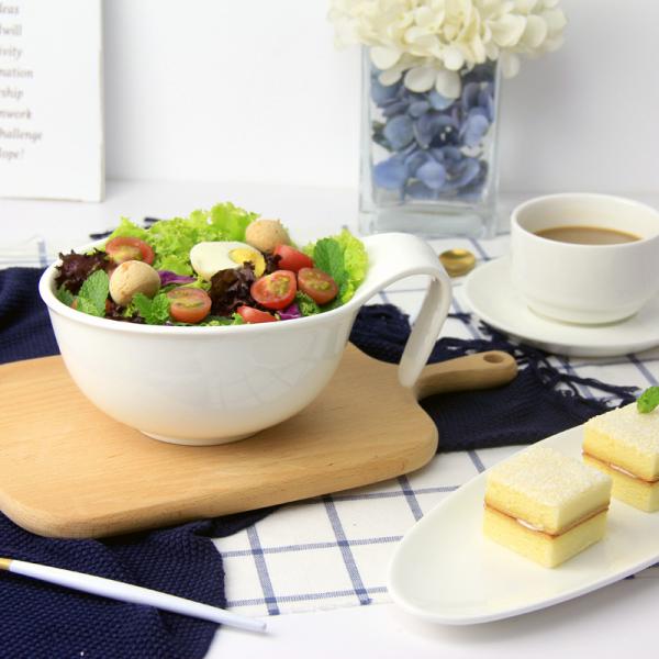 Multi Purpose Savall Minimalist Salad Porcelain Bowl With Handle