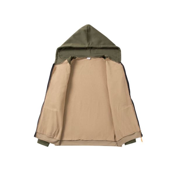 Men's Two-Tone Utility Fleece Zip Up Hoodie with Soft Brushed Lining and Contrast Strap Details