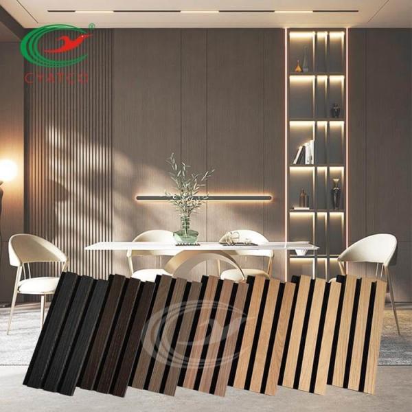 Low Maintenance MDF Acoustic Wall Panels Fireproof Non Toxic Slat Wall