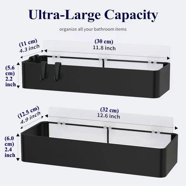 Drill-Free Rustproof Adhesive Shower Organizer Stainless Steel Shower Rack for Inside Shower