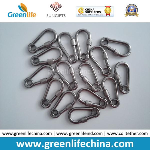 Stainless Steel High Quality Special 5x50mm Gourd Shape Carabiner Hook w/Lock and Ring Holder