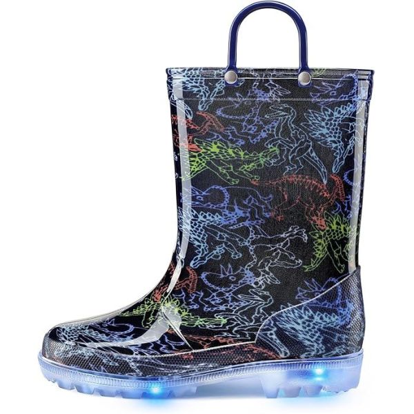 OEM PVC Light Up Enfants Wellington Bottes avec poignées Design simplifié