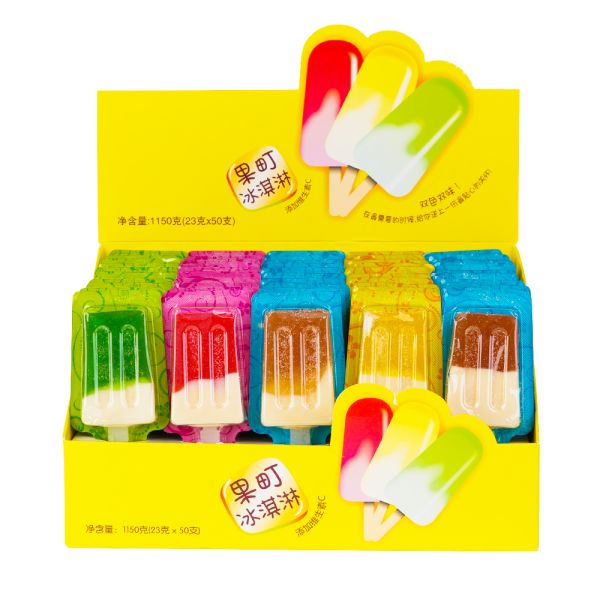 Fruit Flavor Ice Cream Shape Soft Lollipop Candies Rich in Vitamin C Gummy Candy