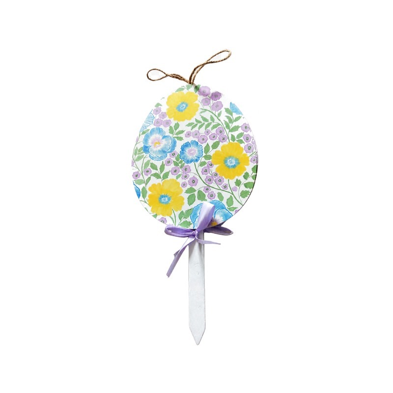 Custom Multicolor Floral Easter Egg Hanging Stake with OEM/ODM Customization for Seasonal Retail