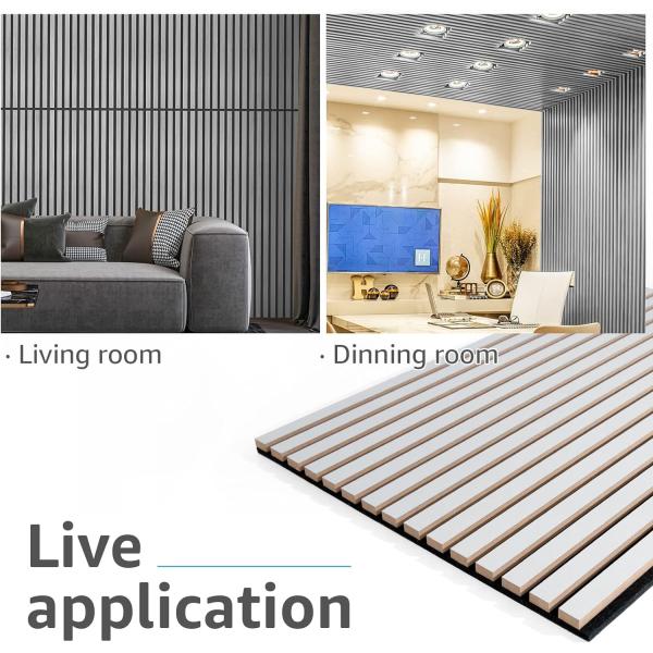 Silver 3D Fluted Sound Absorbing Panel With Wood Finish Wood Slat Acoustic Panels