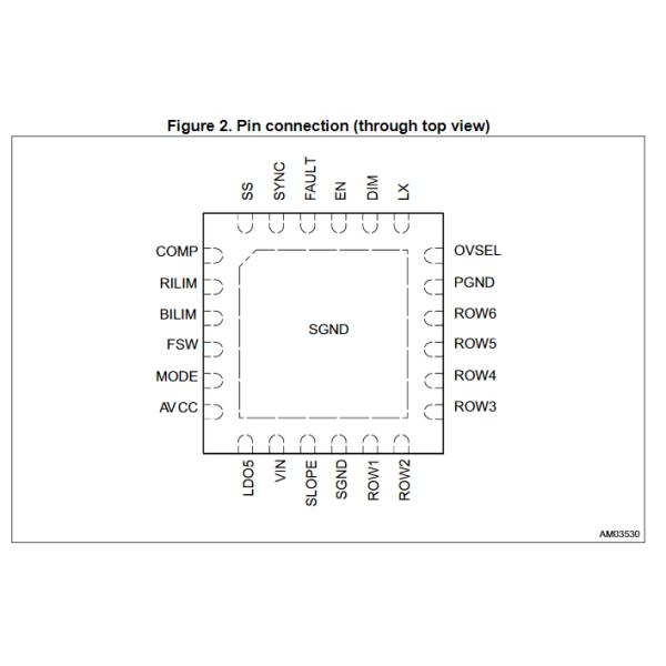 ALED7707TR ST LED Lighting Drivers 6-row 85 mA LEDs driver boost regulator for LCD panel backlights
