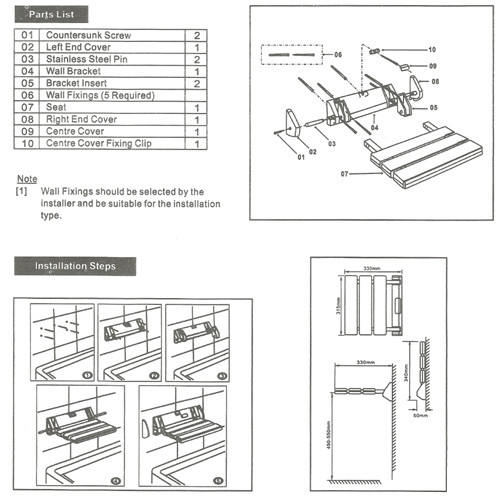 Eldly Waterproof Folding Shower Seat With Legs Max Load 130kg White Color