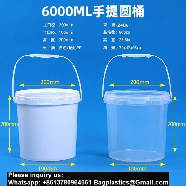 Biodegradable PLA compostable Eco friendly Clear Food-Grade Plastic Bucket Round Shape With Lid Recyclable For Water Packaging Storage Drums