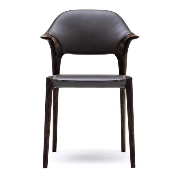 Restaurant Solid Wood Dining Chair Creative Soft Backrests Cow Corner Shape Armrests