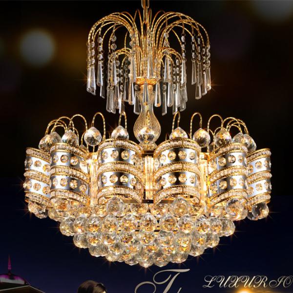 Villa Living Room E14 Crystal Pendant Light Dia 48cm Gold Color