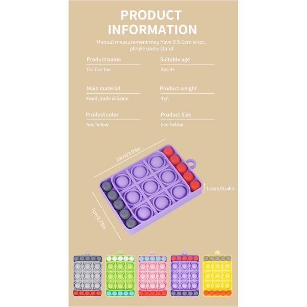 Factory Household Silicone Durable Rubber Game sales Silicone Tic-Tac-Toe Children'S Training Educational Playing Toy Safe