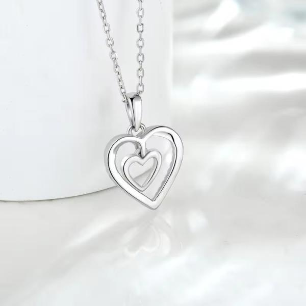 YASVITTI 925 Sterling Silver Double Hollow CZ Stone Diamond Jewelry Custom Large Mini Heart Shaped Pendant Necklace