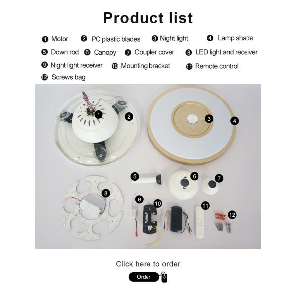 Fã de teto invisível do diodo emissor de luz de Smart RGB de 42 polegadas para o quarto