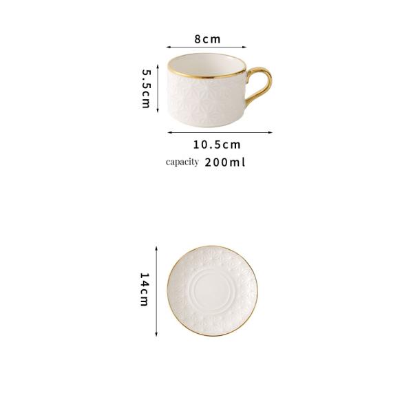 Modern White Ceramic Cups and Saucers Nordic Elegant Bone Cup Set for Water Mugs