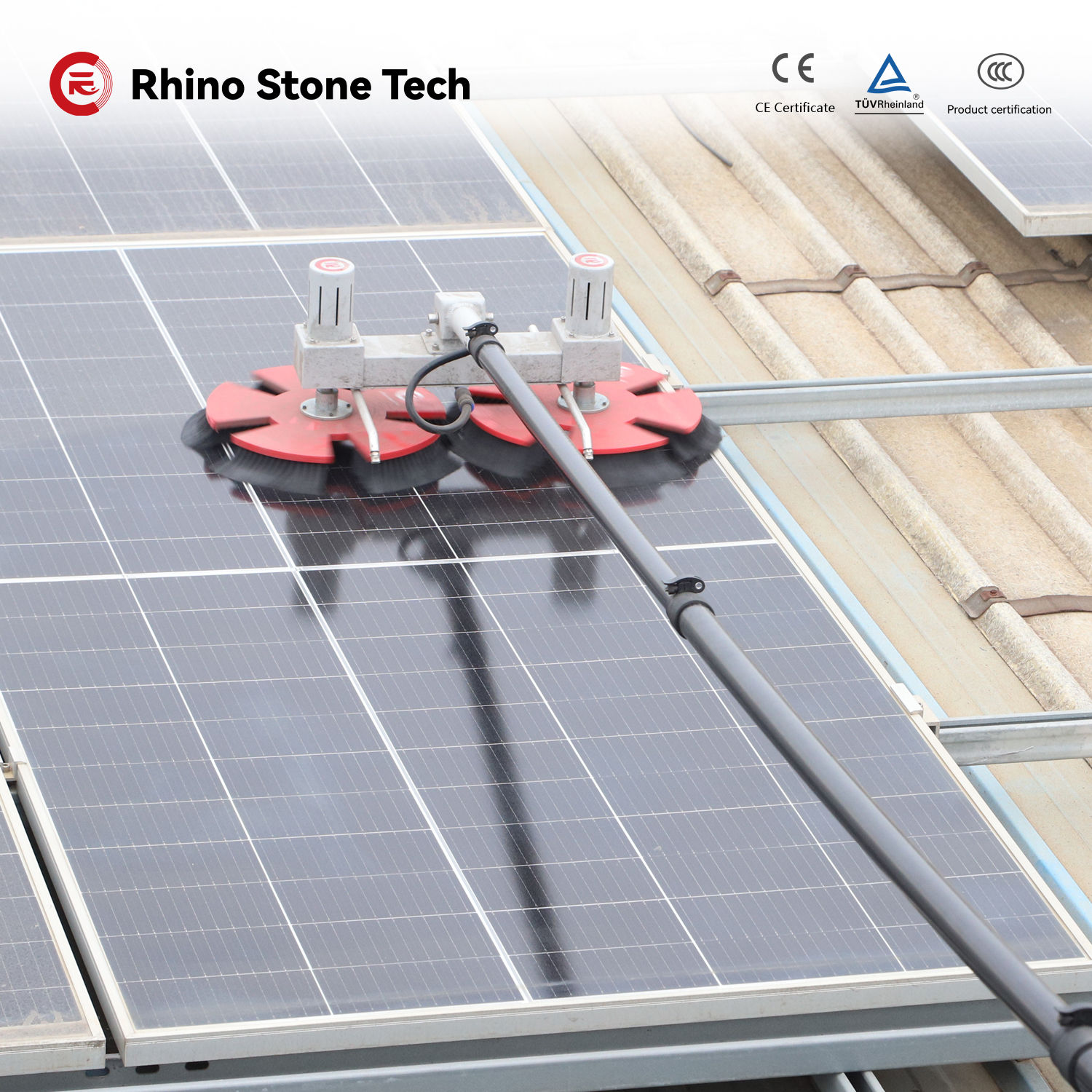 Solar Panel Cleaning Equipment Spare Parts Double Heads Cleaning Rotating Brush