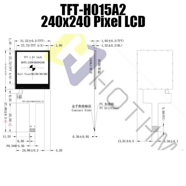 Moniteur industriel Ips 240x240 St7789 de module d'affichage à cristaux liquides d'affichage à cristaux liquides de SPI Tft de 1,54 pouces