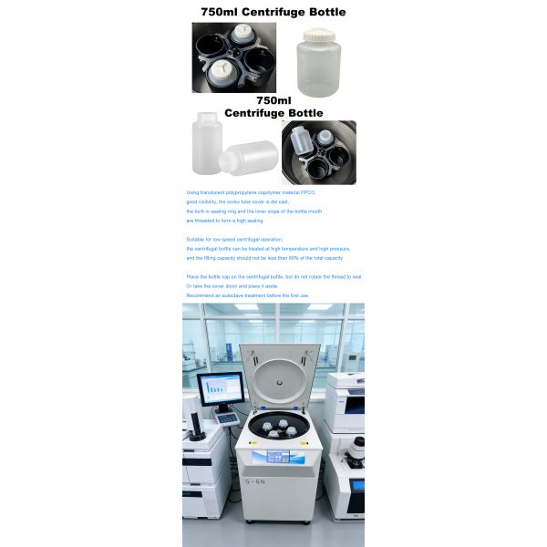 Laboratory 750ml Centrifuge Bottle Autoclavable Sample Collection Bottle