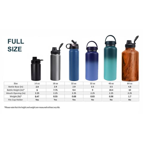 18/8 Food Grade Stainless Steel Water Bottles  Custom Various