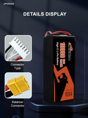 Lipo FPV Drone Battery XT90 10000 MAh 22.2V Lithium Polymer Pack  for 10 inch Drone