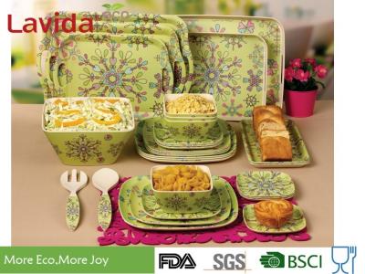 Heat Resistance Bamboo Fiber Dinnerware Popular Multiple Colors Abstract Flower Print