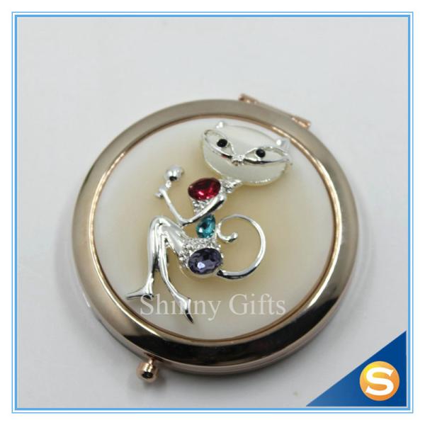 Shinny Gifts High-Grade Fox Design Makeup Mirror Crystal Round Cosmetic Mirror