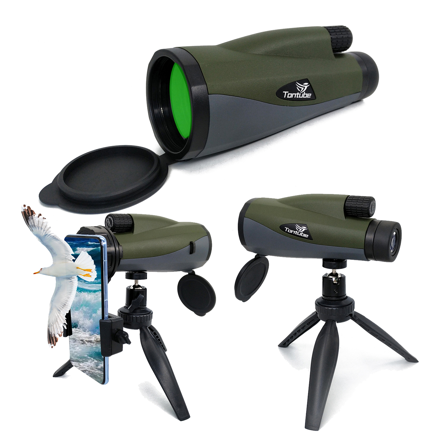 телескоп мобильного телефона телескопа 12x60 Monoscope Monocular с ремнем руки треноги переходника