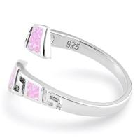925 com casamento original Ring For Women da opala de fogo do laboratório do rosa do teste padrão de Sterling Silver Greek