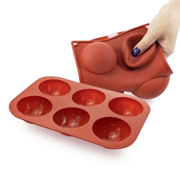 Food Grade LFGB Approved Silicone Semicircle Mold , Silicone Chocolate Mold Six Hole