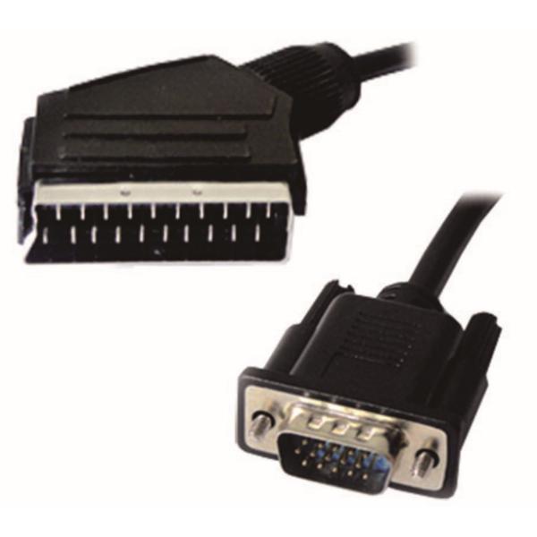 Computer Cable Black Male Female Cable Connector , 21 Pin Scart Connector