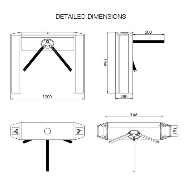Полуавтоматические турникеты HCW для обеспечения безопасности с QR-кодом, RFID-картой и системой контроля доступа