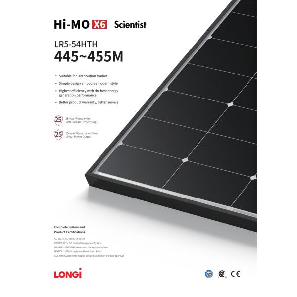 108 Cells White Backsheet Mono-facial Solar Panel 445W 450W 455W for Solar Energy System