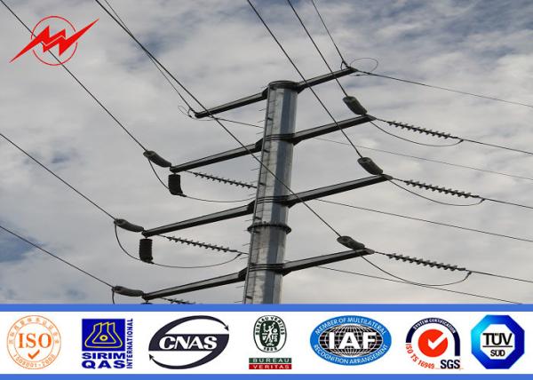 20m Electric Galvanized Electric Power Steel Pole Single Arm Type For 110KV Transmission Tower