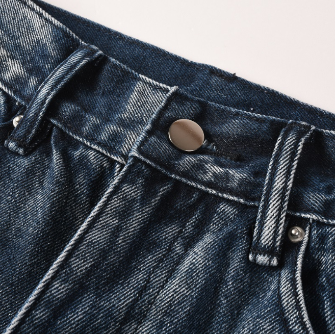 Flare Patchwork Denim Jeans Mid Rise Streetwear Denim Pants With Whisker Detailing
