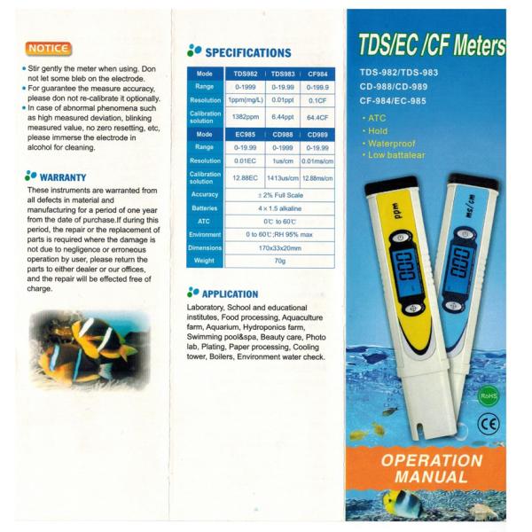 CD-989 waterproof conductivity meter hold conductivity tester