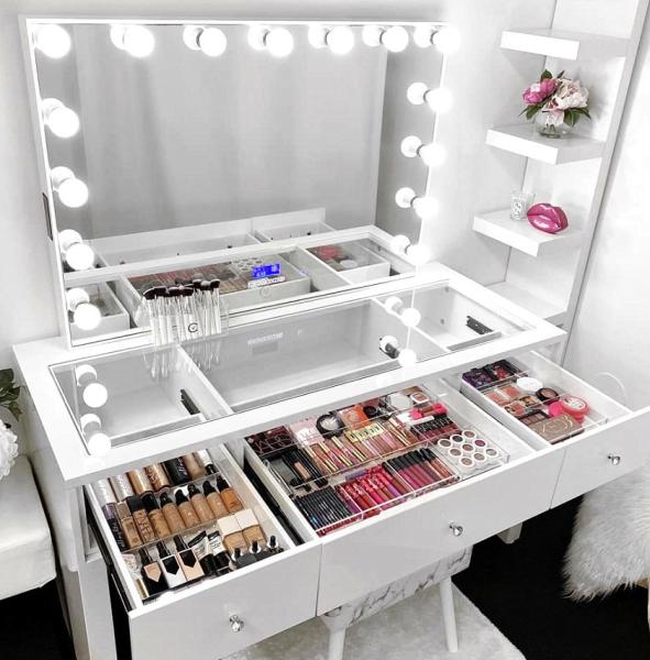 Customized Hollywood Dressing Table Mirrored Desk For Bedroom
