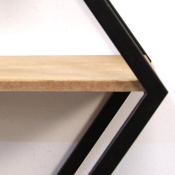 3 Tiers Metal Wooden Diamond MDF E1 Wall Floating Square Shelves for Stylish Display