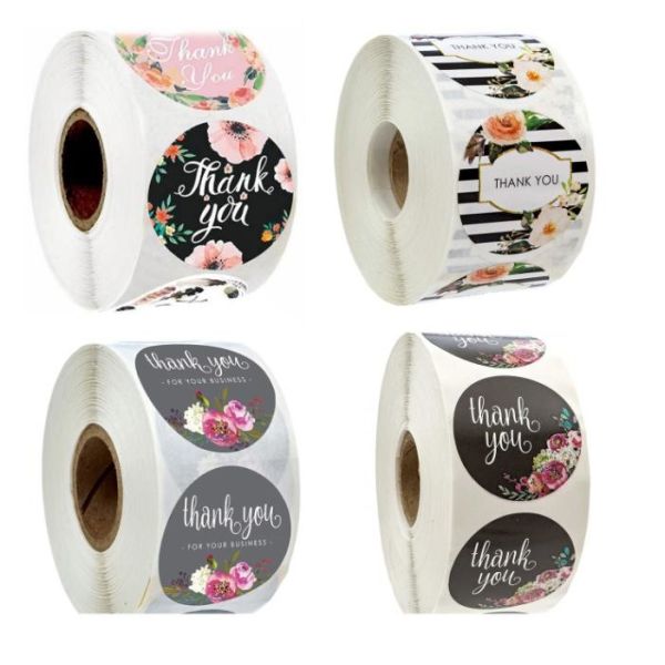 OEM Polyester Flower Wedding Thank You Stickers Bridal Shower Gift Tag
