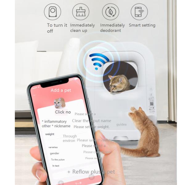 App Control 12V Automatic Intelligent Wifi Smart Self Cleaning Cat Litter Box for Cats