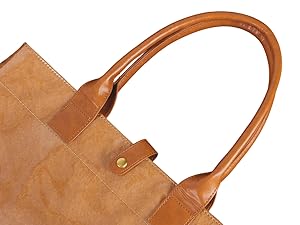 Tyvek And Kraft Paper Tote Bag, Large Size With Long Strap, Washable Eco Friendly Bag For Home, Office, Travel Tote Bag Women’s Kraft Paper Work Handbags Purses with Top Handle