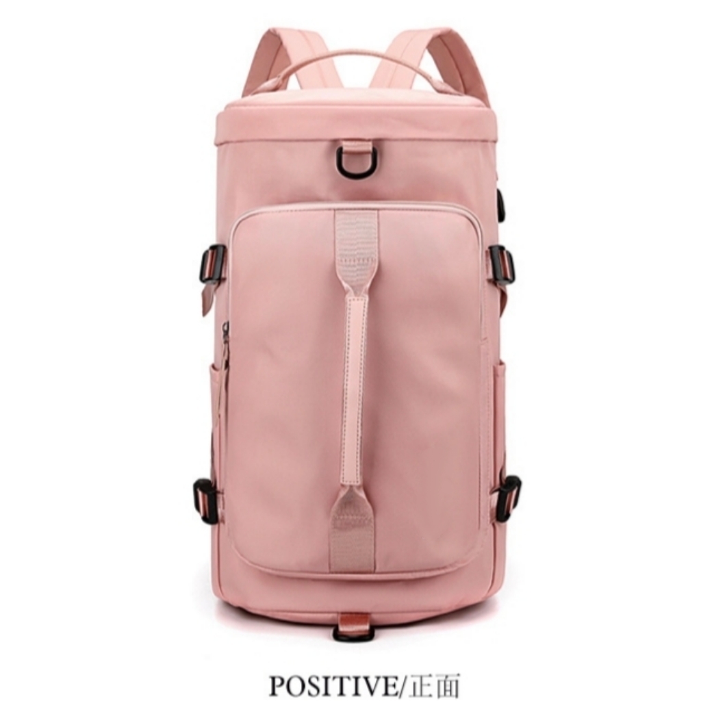 Multifunctional Waterproof Shoulder Sport Bag Custom Logo Unisex Women's Pink Backpack Zipper Closure Polyester Solid Color