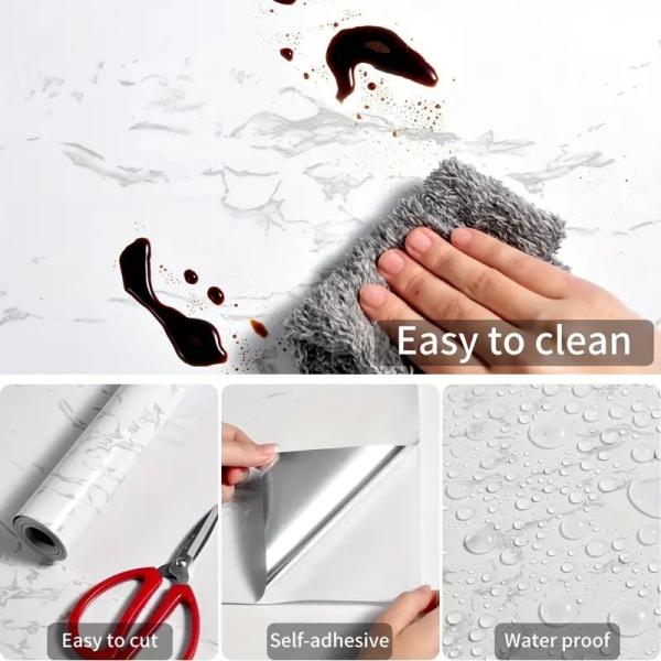 High Gloss Marble Design Self-Adhesive Vinyl Film – Premium PVC Stickers For Countertop Wrapping