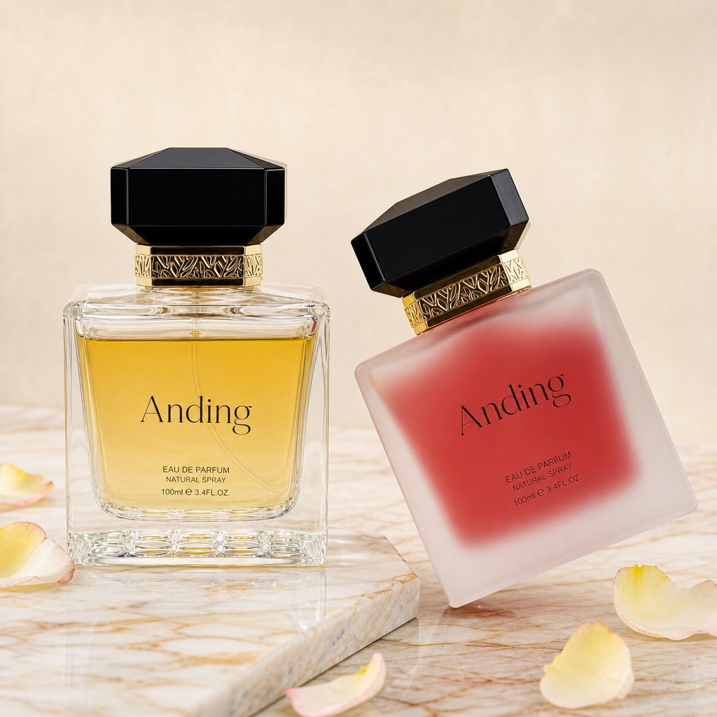 Glass Perfume Bottles 100ml Square Empty Faceted Cap Spray Crimp Neck