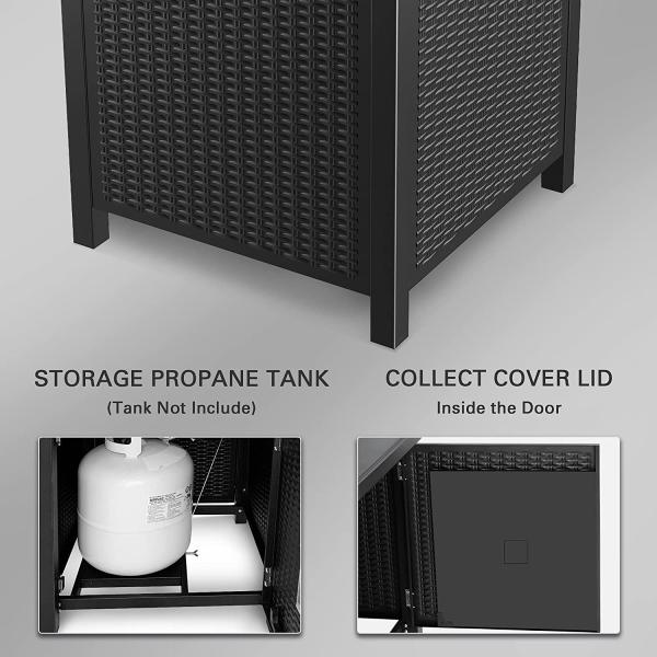 28 Inch Square Natural Gas Fire Pit With Blue Fire Glass For Outside Patio