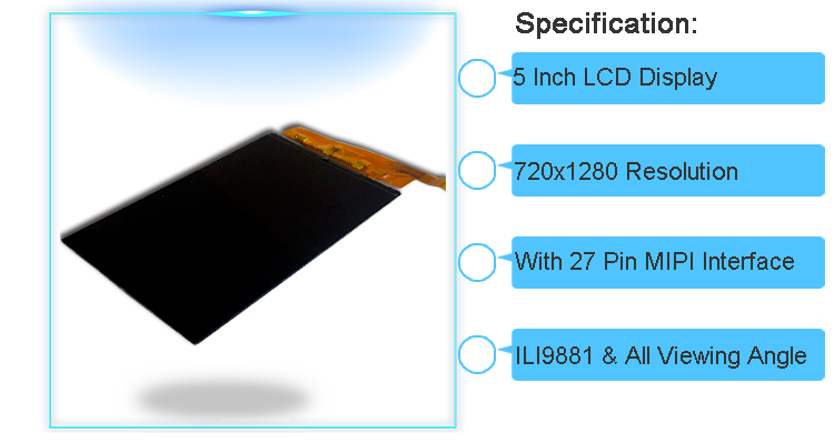 5 Inch 720x1280 720p TFT MIPI LCD Display Module LCD Panel With ILI9881 Driver IC