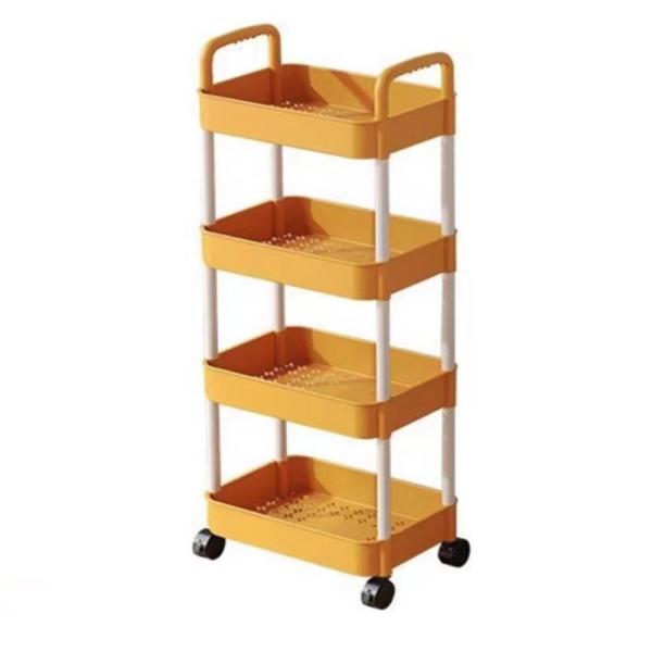 Non-folding 360 Degree Rotating Storage Rack with Wheels Kitchen Vegetable Plastic Shelf