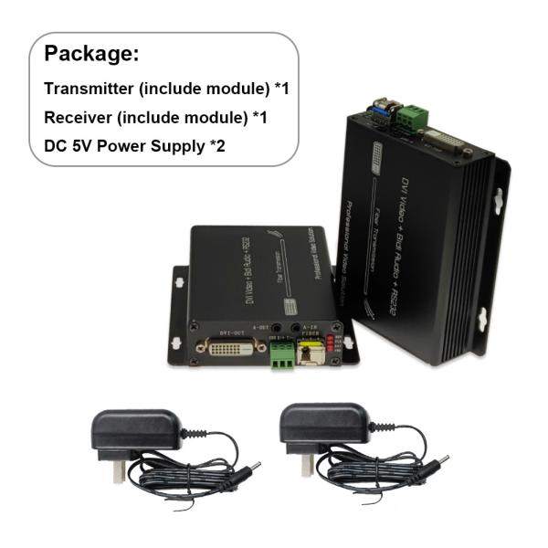 Dvi Fiber Converter With Bidirectional Stereo Audio Rs232 Data