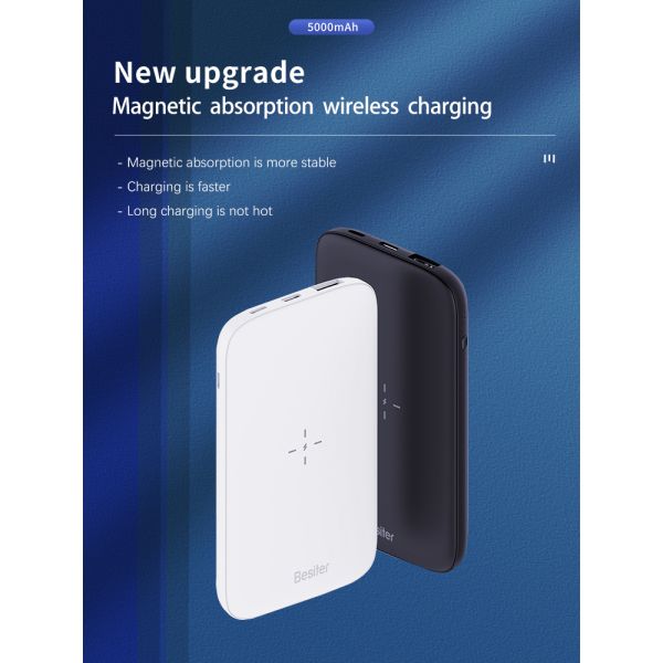 Portable Power Bank 5W Wireless Magnetic Power bank Charger Battery Magnet 5000mAh for Phones