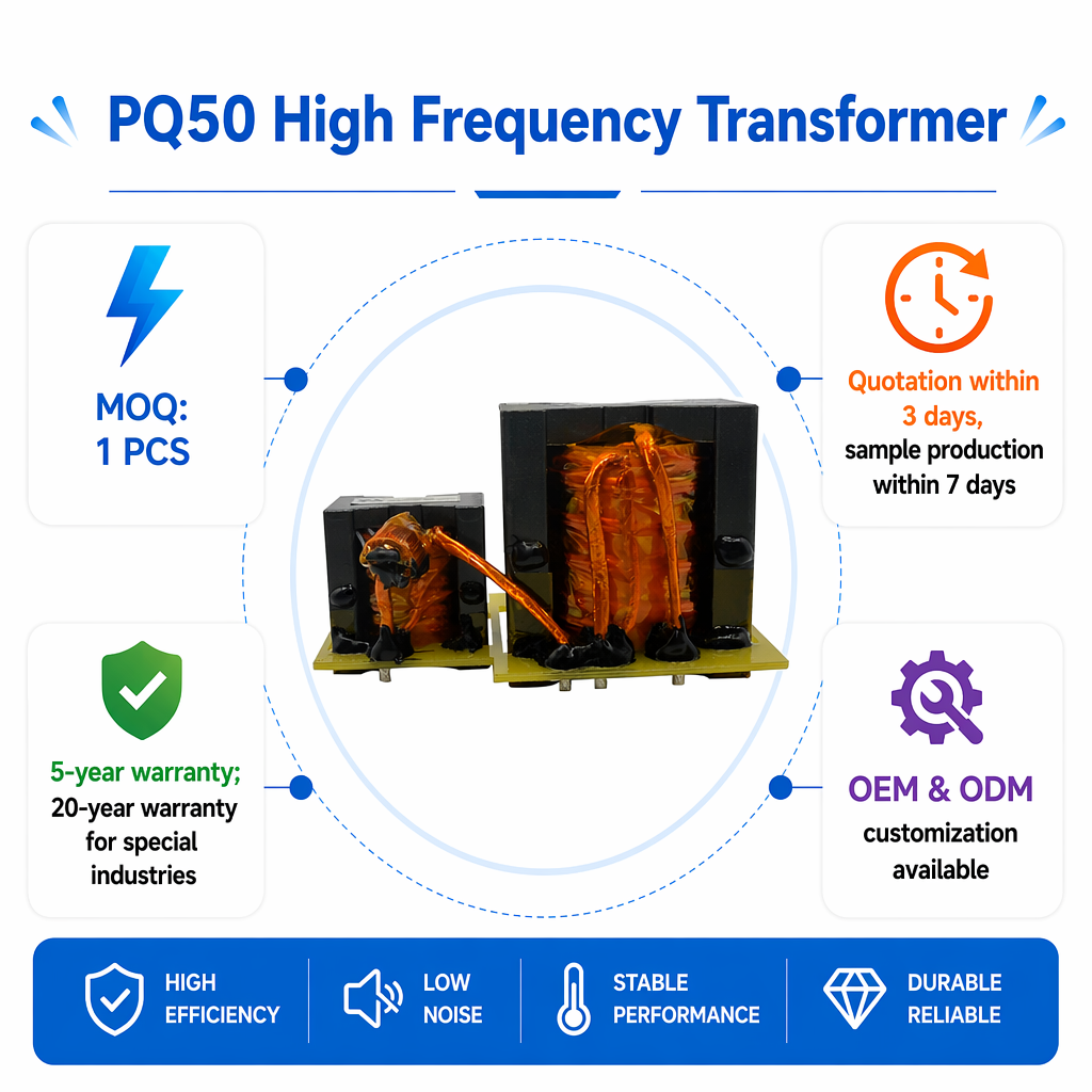 Compact Efficient PQ50 High Frequency LLC Transformer Low Loss Stable For UPS